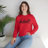 Believe Holiday Unisex Heavy Blend Crewneck Sweatshirt! Winter Vibes!