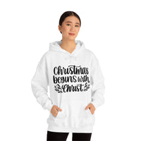 Christmas Begins With Christ Unisex Heavy Blend Hooded Sweatshirt! Winter Vibes!