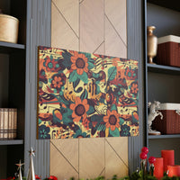 Vintage 70's Inspired Musical Notes Floral Canvas Gallery Wraps!