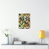 Vintage 70's Inspired Quilt Patterned Butterflies Premium Matte Vertical Posters!