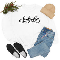 Believe Holiday Unisex Heavy Blend Crewneck Sweatshirt! Winter Vibes!