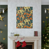 Vintage 70's Inspired Elephant Florals Canvas Gallery Wraps!