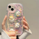 3D Cartoon Duck Cake Gradient Wave Silicone Case for iPhone Models