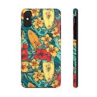 Vintage Floral Surfboard Blue and Yellow Tough Phone Cases, Case-Mate! Summer Vibes!