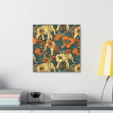 Vintage 70's Inspired Elephant Florals Canvas Gallery Wraps!