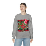 Red Cardinal Buffalo Print Holiday Unisex Heavy Blend Crewneck Sweatshirt! Winter Vibes!