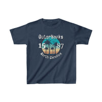 Outer Banks North Carolina 1587 Blue Kids Heavy Cotton Tee! Foxy Kids! Summer Vibes!