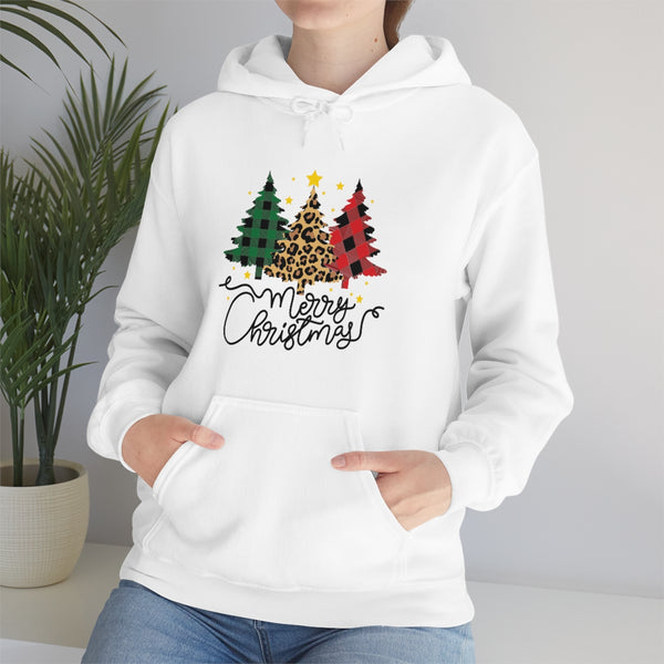 Merry Christmas Leopard Print Unisex Heavy Blend Hooded Sweatshirt! Winter Vibes!