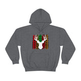 Paint Striped Deer Head Holiday Unisex Heavy Blend Hooded Sweatshirt! Winter Vibes!