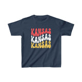 Kansas City Football Red Wave Kids Heavy Cotton Tee! Foxy Kids! Football Season!