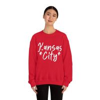 Kansas City Football White Logo Unisex Heavy Blend Crewneck Sweatshirt! Football Season!