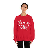 Kansas City Football White Logo Unisex Heavy Blend Crewneck Sweatshirt! Football Season!