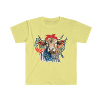 Highlander Cow USA 1776 Independence Day Unisex Graphic Tees!