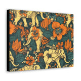 Vintage 70's Inspired Elephant Florals Canvas Gallery Wraps!