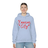 Kansas City Football Red Unisex Heavy Blend Hooded Sweatshirt! Football Season!