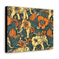 Vintage 70's Inspired Elephant Florals Canvas Gallery Wraps!