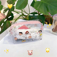 Trendy Transparent Strawberry Flower Cosmetic Bag
