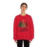 Merry Christmas Leopard Print Tree Unisex Heavy Blend Crewneck Sweatshirt! Winter Vibes!