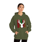 Paint Striped Deer Head Holiday Unisex Heavy Blend Hooded Sweatshirt! Winter Vibes!