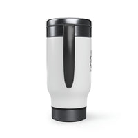 Freckled Fox Company Branded Logo Black and White 2023 Stainless Steel Travel Mug with Handle, 14oz! Merch! Spring Vibes! Drinkware!