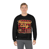 Kansas City Girl Football Buffalo Plaid Unisex Heavy Blend Crewneck Sweatshirt! Football Season!