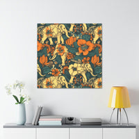 Vintage 70's Inspired Elephant Florals Canvas Gallery Wraps!