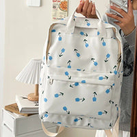 Tulip Print College-Style Backpack for Women