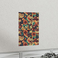 Vintage 70's Inspired Musical Notes Florals Premium Matte Vertical Posters!