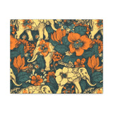 Vintage 70's Inspired Elephant Florals Canvas Gallery Wraps!