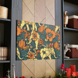 Vintage 70's Inspired Elephant Florals Canvas Gallery Wraps!