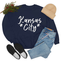 Kansas City Football White Logo Unisex Heavy Blend Crewneck Sweatshirt! Football Season!