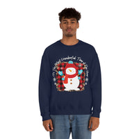 It's The Most Wonderful Time of The Year Snowman Leopard Print Unisex Heavy Blend Crewneck Sweatshirt! Winter Vibes!