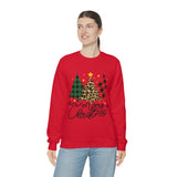 Merry Christmas Leopard Print Tree Unisex Heavy Blend Crewneck Sweatshirt! Winter Vibes!