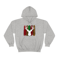 Paint Striped Deer Head Holiday Unisex Heavy Blend Hooded Sweatshirt! Winter Vibes!