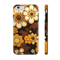 Vintage 70's Floral Chocolate Flowers Tough Phone Cases, Case-Mate!