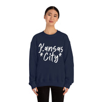 Kansas City Football White Logo Unisex Heavy Blend Crewneck Sweatshirt! Football Season!