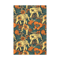 Vintage 70's Inspired Elephant Florals Canvas Gallery Wraps!