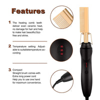 2-in-1 Hot Comb Hair Straightener & Curling Iron