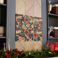 Vintage 70's Inspired Musical Notes Floral Canvas Gallery Wraps!