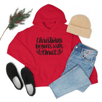 Christmas Begins With Christ Unisex Heavy Blend Hooded Sweatshirt! Winter Vibes!