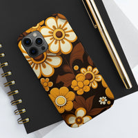 Vintage 70's Floral Chocolate Flowers Tough Phone Cases, Case-Mate!