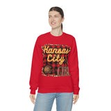 Kansas City Girl Football Buffalo Plaid Unisex Heavy Blend Crewneck Sweatshirt! Football Season!