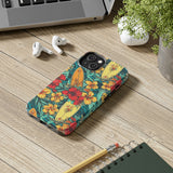 Vintage Floral Surfboard Blue and Yellow Tough Phone Cases, Case-Mate! Summer Vibes!