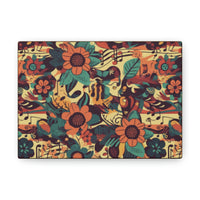 Vintage 70's Inspired Musical Notes Floral Canvas Gallery Wraps!