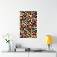 Vintage 70's Inspired Musical Notes Florals Premium Matte Vertical Posters!