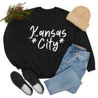 Kansas City Football White Logo Unisex Heavy Blend Crewneck Sweatshirt! Football Season!