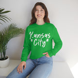 Kansas City Football White Logo Unisex Heavy Blend Crewneck Sweatshirt! Football Season!