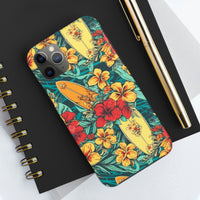 Vintage Floral Surfboard Blue and Yellow Tough Phone Cases, Case-Mate! Summer Vibes!