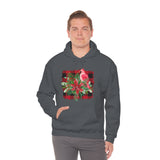 Buffalo Print Cardinal Holiday Unisex Heavy Blend Hooded Sweatshirt! Winter Vibes!