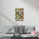 Vintage 70's Inspired Quilt Patterned Butterflies Premium Matte Vertical Posters!